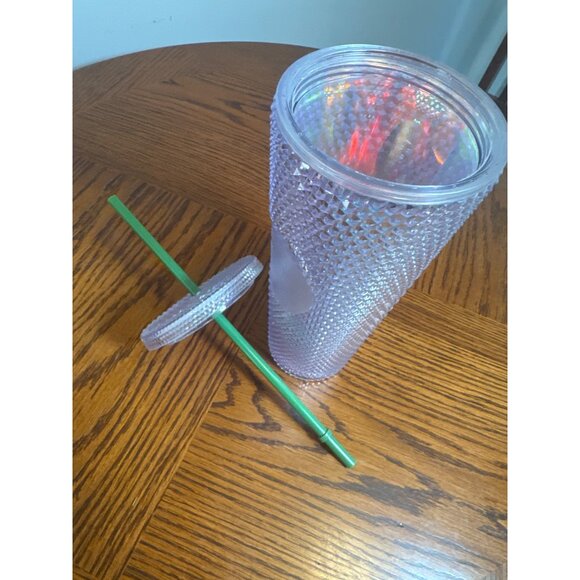 2021 Starbucks Iridescent Studded Tumbler Green Straw 24oz Acrylic Cup - Picture 8 of 10